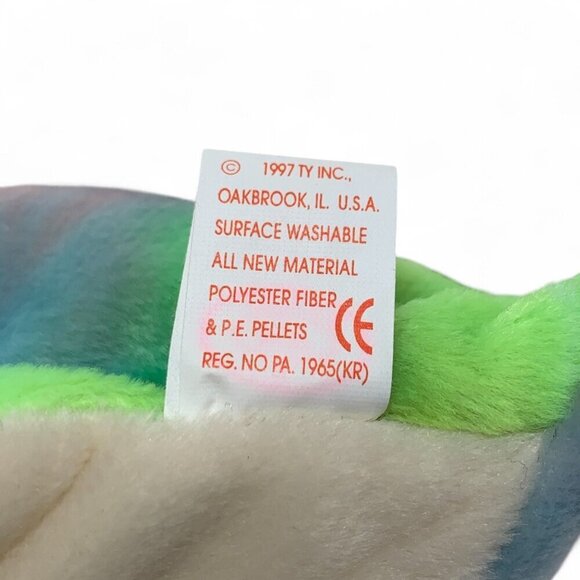 TY Beanie Babies Iggy The Iguana 8" Plush Toy Collectible Blue Green Pink 1997 - Picture 7 of 7